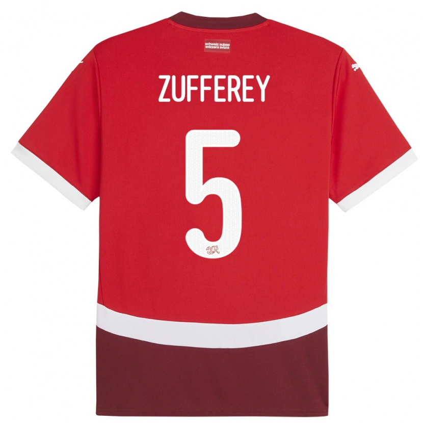 Danxen Mujer Camiseta Suiza Gil Zufferey #5 Rojo 1ª Equipación 24-26 La Camisa México