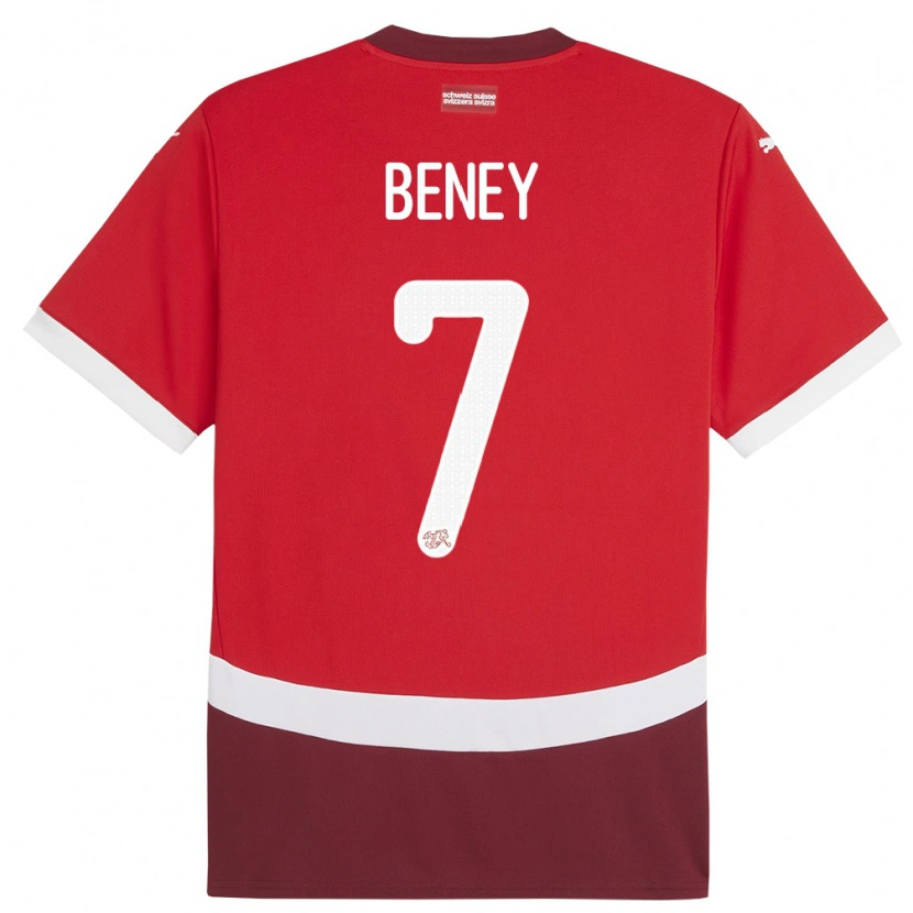 Danxen Mujer Camiseta Suiza Roméo Beney #7 Rojo 1ª Equipación 24-26 La Camisa México