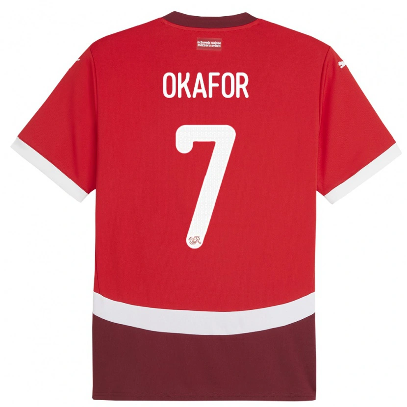 Danxen Mujer Camiseta Suiza Tobias Okafor #7 Rojo 1ª Equipación 24-26 La Camisa México