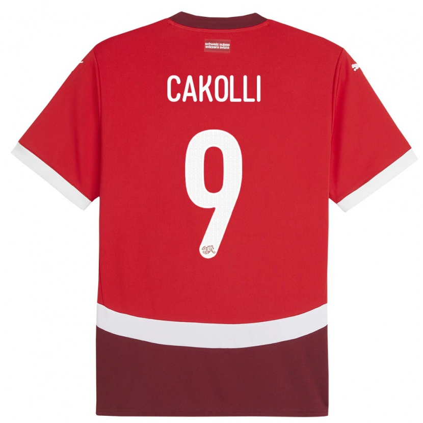 Danxen Mujer Camiseta Suiza Dion Cakolli #9 Rojo 1ª Equipación 24-26 La Camisa México