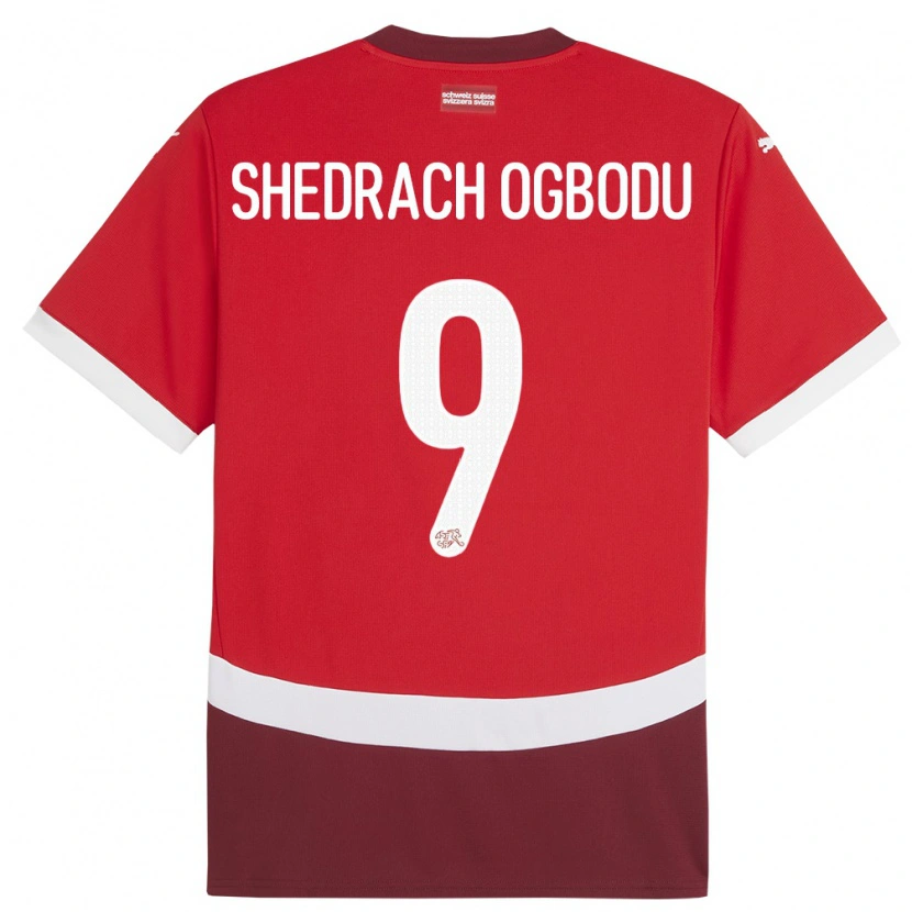 Danxen Mujer Camiseta Suiza Nathaniel Shedrach Ogbodu #9 Rojo 1ª Equipación 24-26 La Camisa México