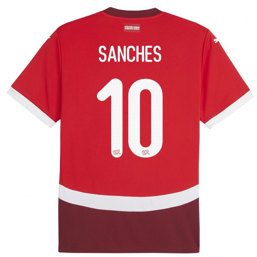 Danxen Mujer Camiseta Suiza Alvyn Sanches #10 Rojo 1ª Equipación 24-26 La Camisa México