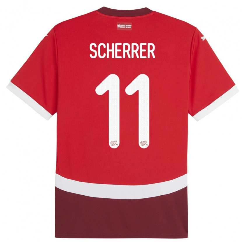 Danxen Mujer Camiseta Suiza Nevio Scherrer #11 Rojo 1ª Equipación 24-26 La Camisa México