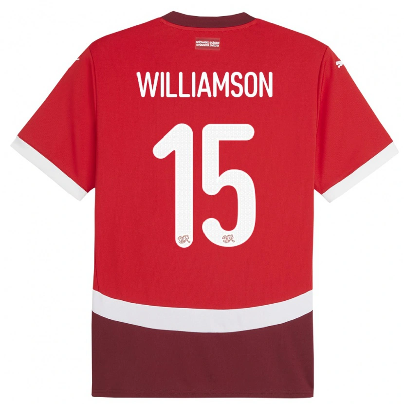 Danxen Mujer Camiseta Suiza Joachim Williamson #15 Rojo 1ª Equipación 24-26 La Camisa México