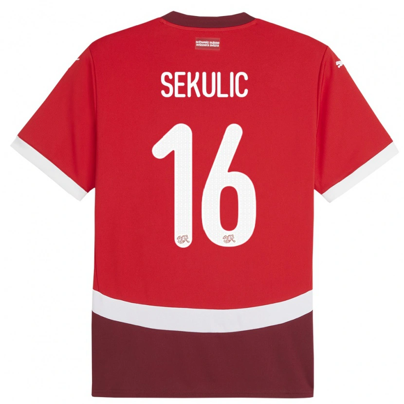 Danxen Mujer Camiseta Suiza Aleksandar Sekulic #16 Rojo 1ª Equipación 24-26 La Camisa México