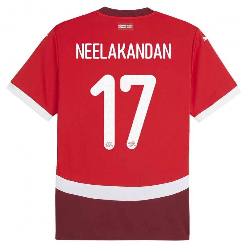 Danxen Mujer Camiseta Suiza Ranjan Neelakandan #17 Rojo 1ª Equipación 24-26 La Camisa México