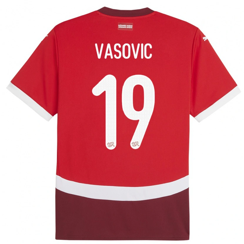 Danxen Mujer Camiseta Suiza Andrej Vasovic #19 Rojo 1ª Equipación 24-26 La Camisa México