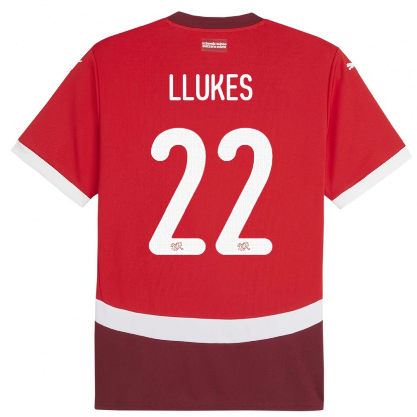 Danxen Mujer Camiseta Suiza Adrien Llukes #22 Rojo 1ª Equipación 24-26 La Camisa México