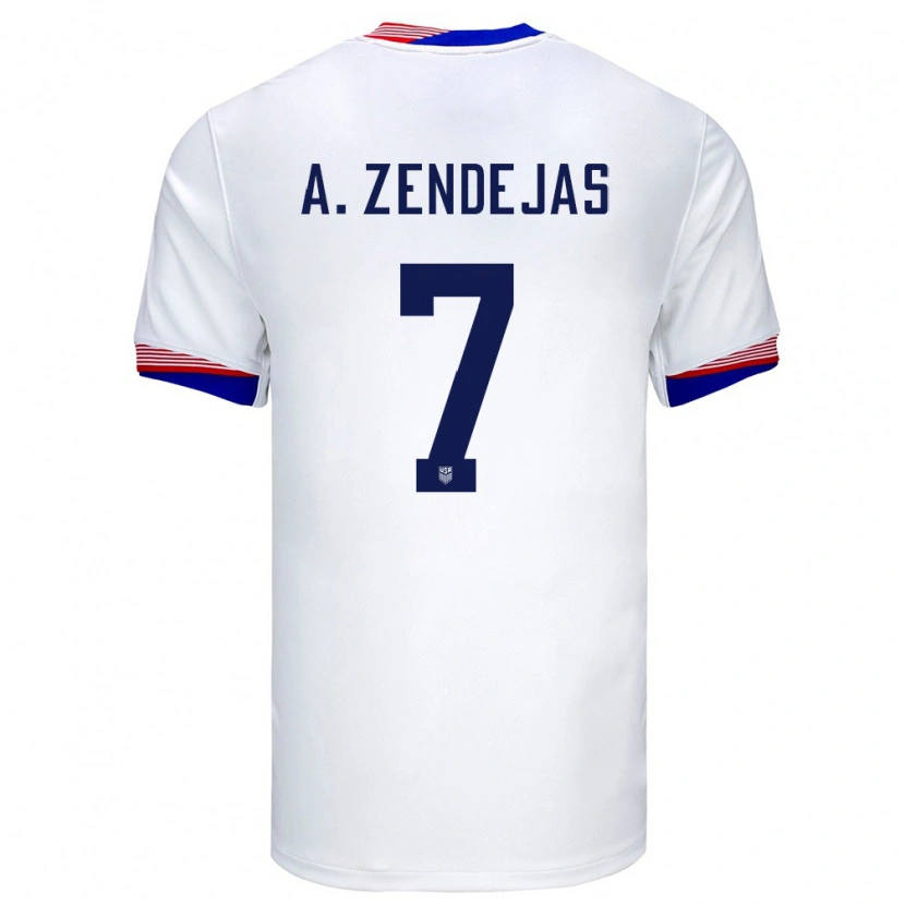 Danxen Mujer Camiseta Estados Unidos Álex Zendejas #7 Blanco 1ª Equipación 24-26 La Camisa México