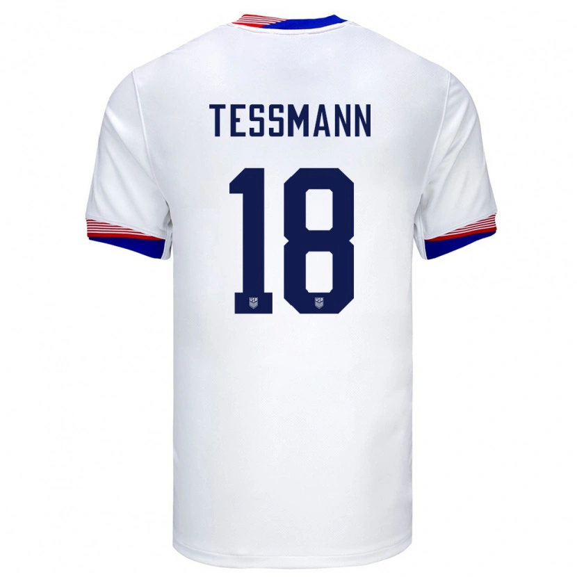 Danxen Mujer Camiseta Estados Unidos Tanner Tessmann #18 Blanco 1ª Equipación 24-26 La Camisa México