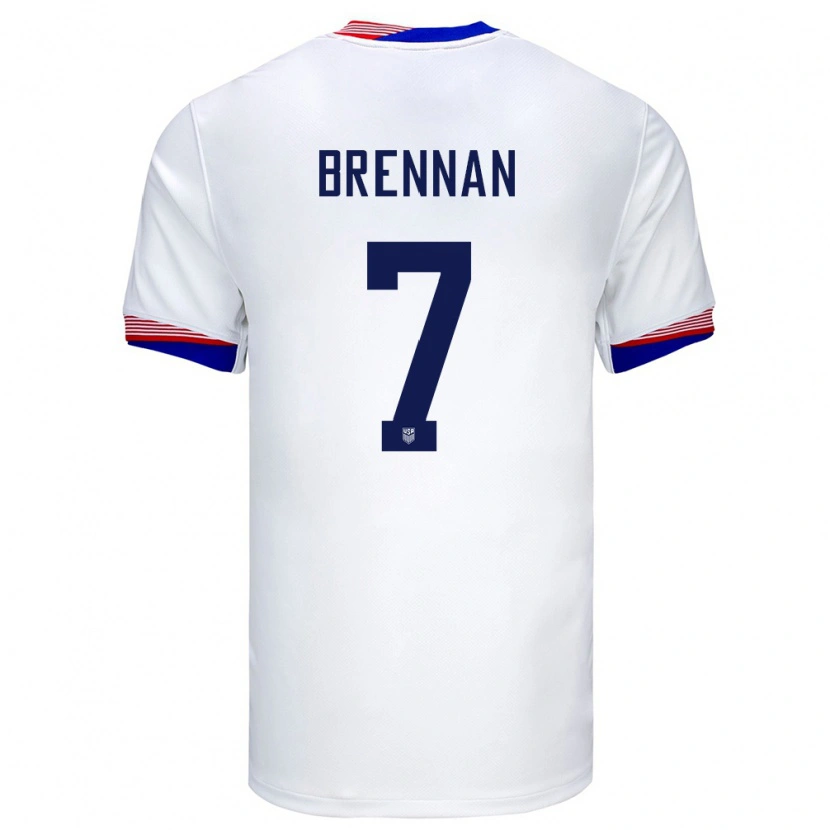Danxen Mujer Camiseta Estados Unidos Luke Brennan #7 Blanco 1ª Equipación 24-26 La Camisa México