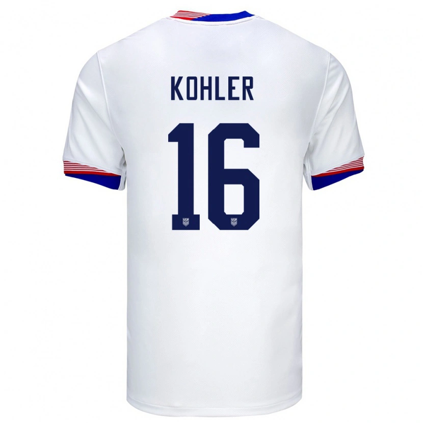 Danxen Mujer Camiseta Estados Unidos Ethan Kohler #16 Blanco 1ª Equipación 24-26 La Camisa México