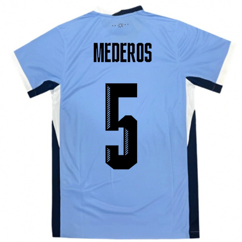 Danxen Mujer Camiseta Uruguay Rodrigo Mederos #5 Blanco Negro 1ª Equipación 24-26 La Camisa México