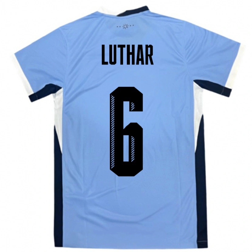 Danxen Mujer Camiseta Uruguay Thiago Luthar #6 Blanco Negro 1ª Equipación 24-26 La Camisa México