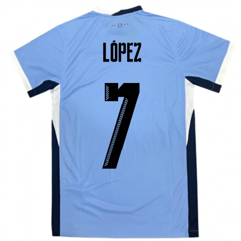 Danxen Mujer Camiseta Uruguay Nahuel López #7 Blanco Negro 1ª Equipación 24-26 La Camisa México
