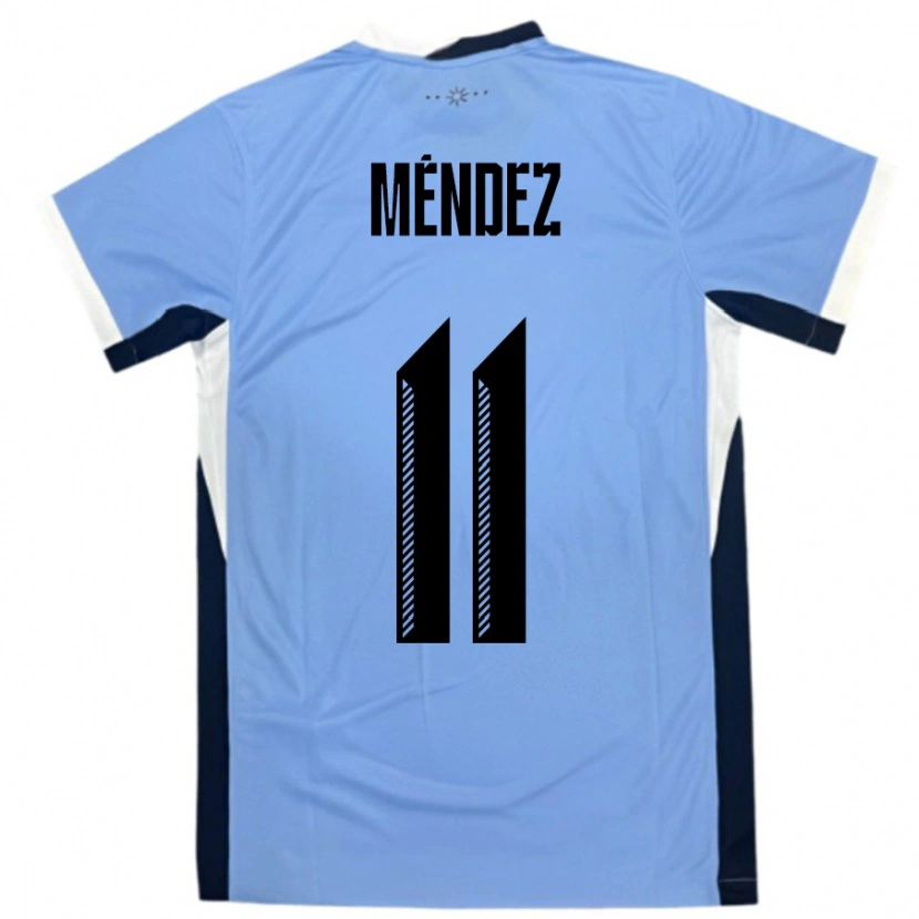 Danxen Mujer Camiseta Uruguay Axel Méndez #11 Blanco Negro 1ª Equipación 24-26 La Camisa México
