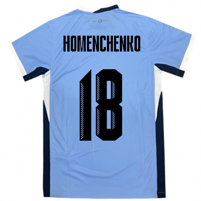 Danxen Mujer Camiseta Uruguay Santiago Homenchenko #18 Blanco Negro 1ª Equipación 24-26 La Camisa México