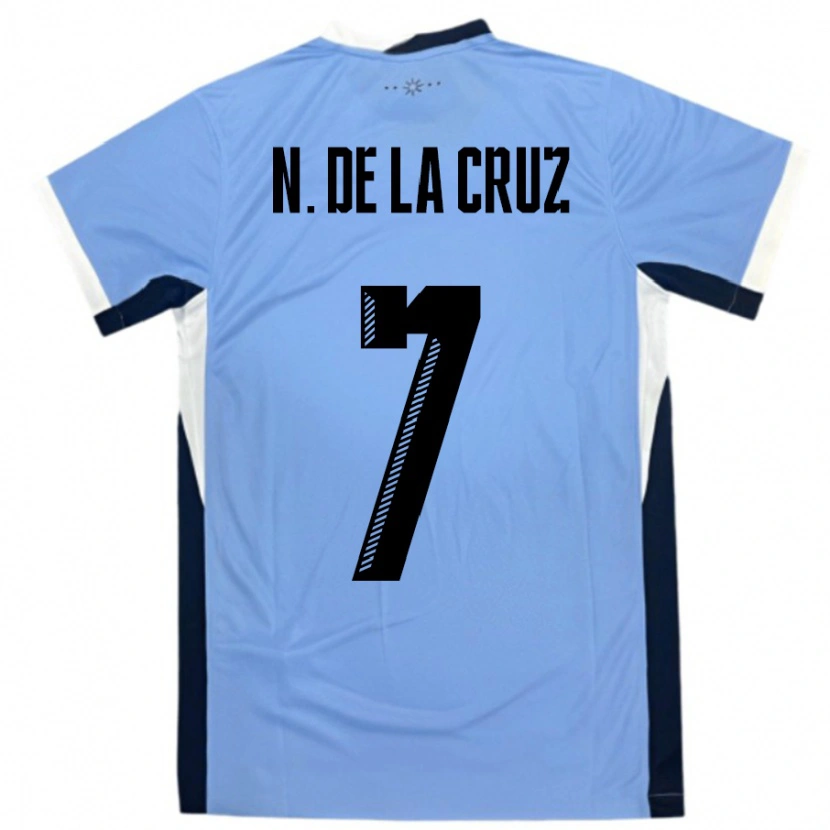 Danxen Mujer Camiseta Uruguay Nicolas De La Cruz #7 Blanco Negro 1ª Equipación 24-26 La Camisa México