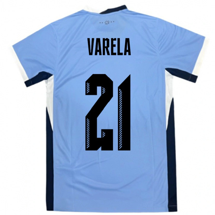 Danxen Mujer Camiseta Uruguay Gullermo Varela #21 Blanco Negro 1ª Equipación 24-26 La Camisa México