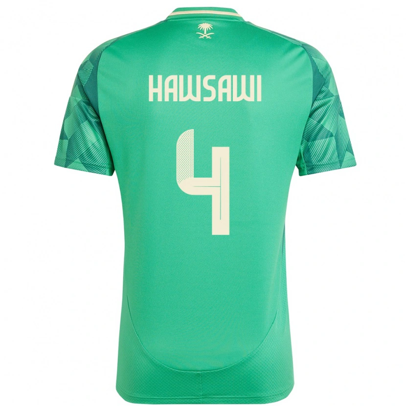 Danxen Mujer Camiseta Arabia Saudita Mohammed Hawsawi #4 Verde 1ª Equipación 24-26 La Camisa México