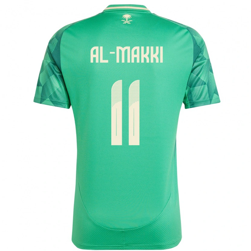 Danxen Mujer Camiseta Arabia Saudita Ali Al-Makki #11 Verde 1ª Equipación 24-26 La Camisa México