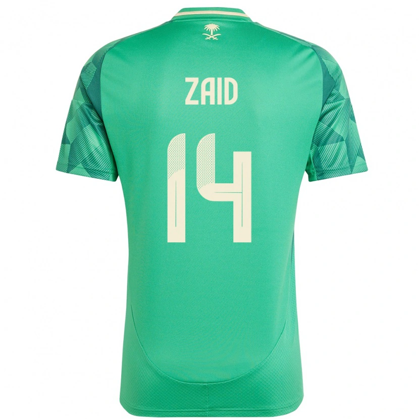 Danxen Mujer Camiseta Arabia Saudita Abdullah Zaid #14 Verde 1ª Equipación 24-26 La Camisa México