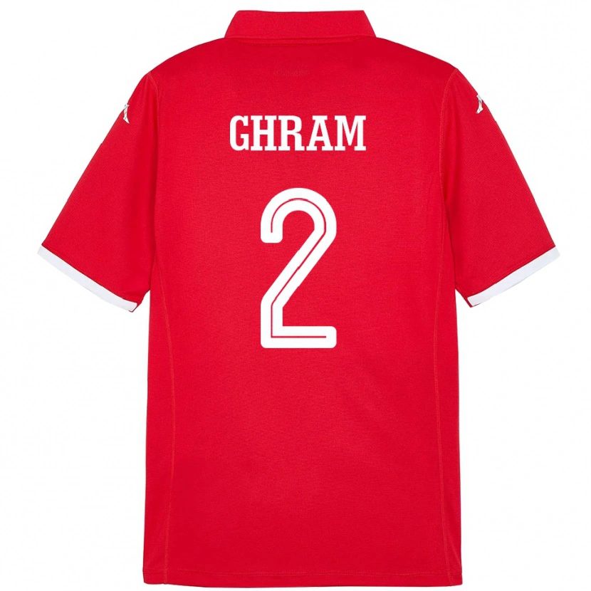 Danxen Mujer Camiseta Túnez Alaa Ghram #2 Rojo 1ª Equipación 24-26 La Camisa México