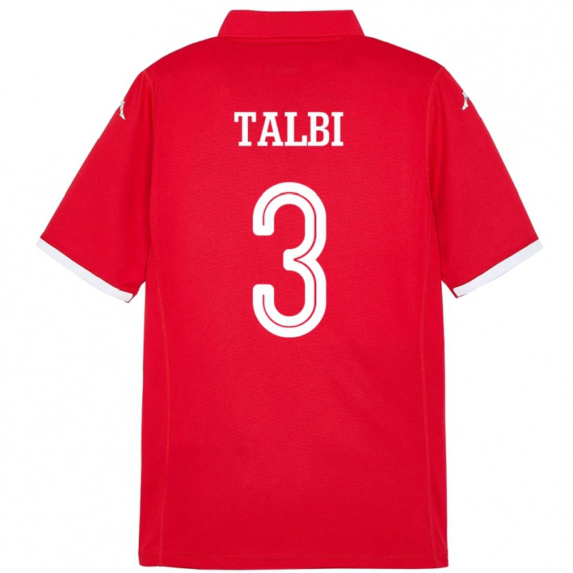 Danxen Mujer Camiseta Túnez Montassar Talbi #3 Rojo 1ª Equipación 24-26 La Camisa México
