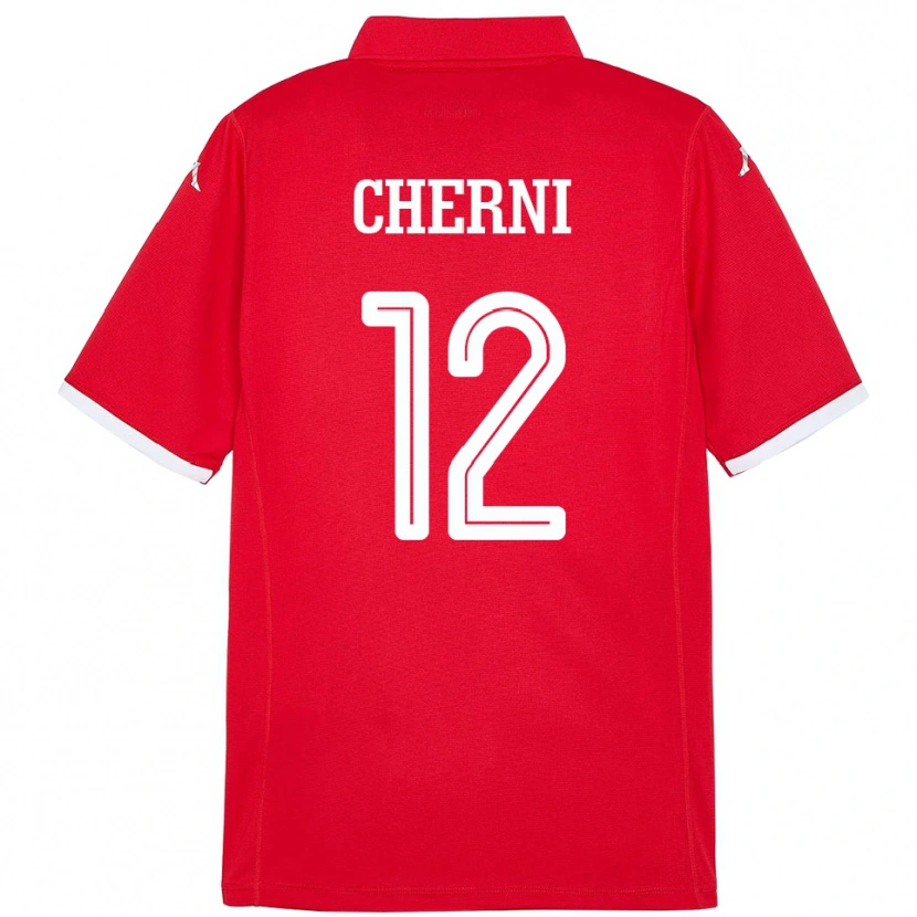 Danxen Mujer Camiseta Túnez Amin Cherni #12 Rojo 1ª Equipación 24-26 La Camisa México