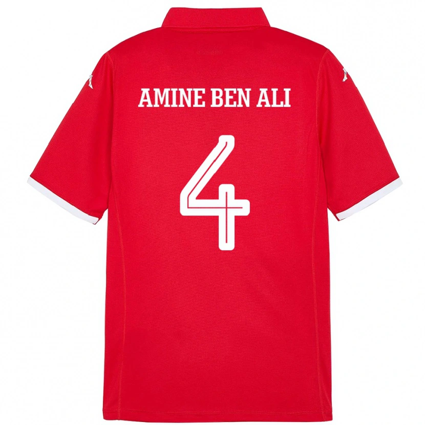 Danxen Mujer Camiseta Túnez Mohamed Amine Ben Ali #4 Rojo 1ª Equipación 24-26 La Camisa México