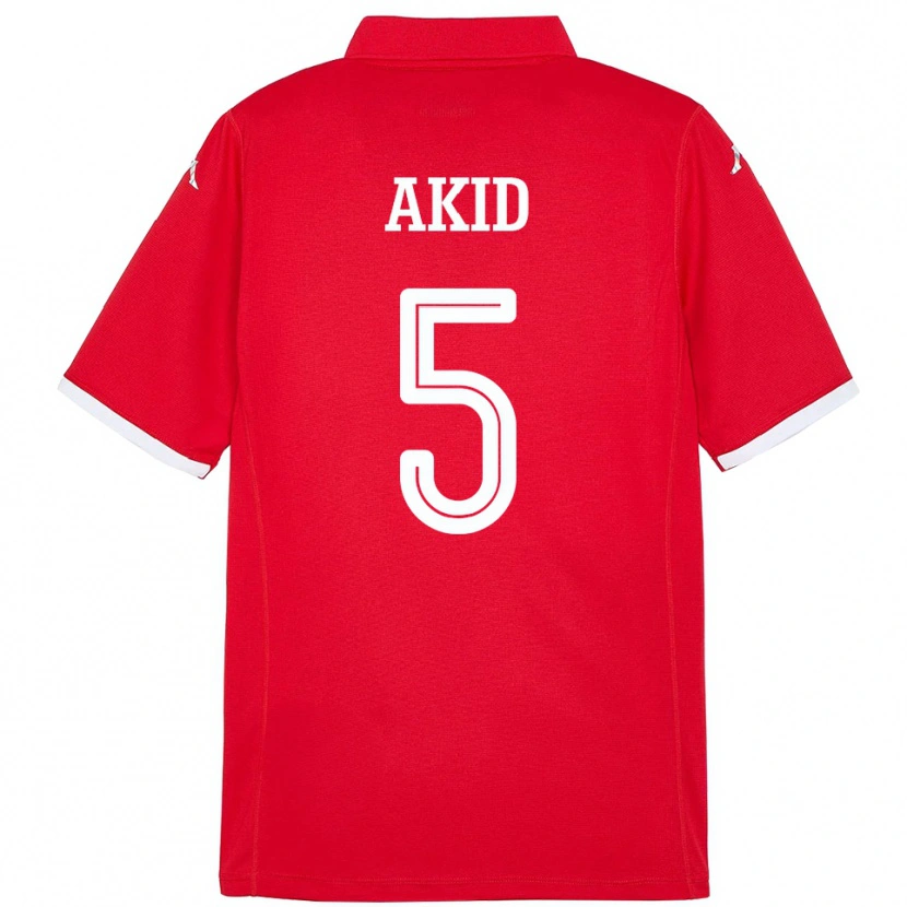 Danxen Mujer Camiseta Túnez Abdessalem Akid #5 Rojo 1ª Equipación 24-26 La Camisa México