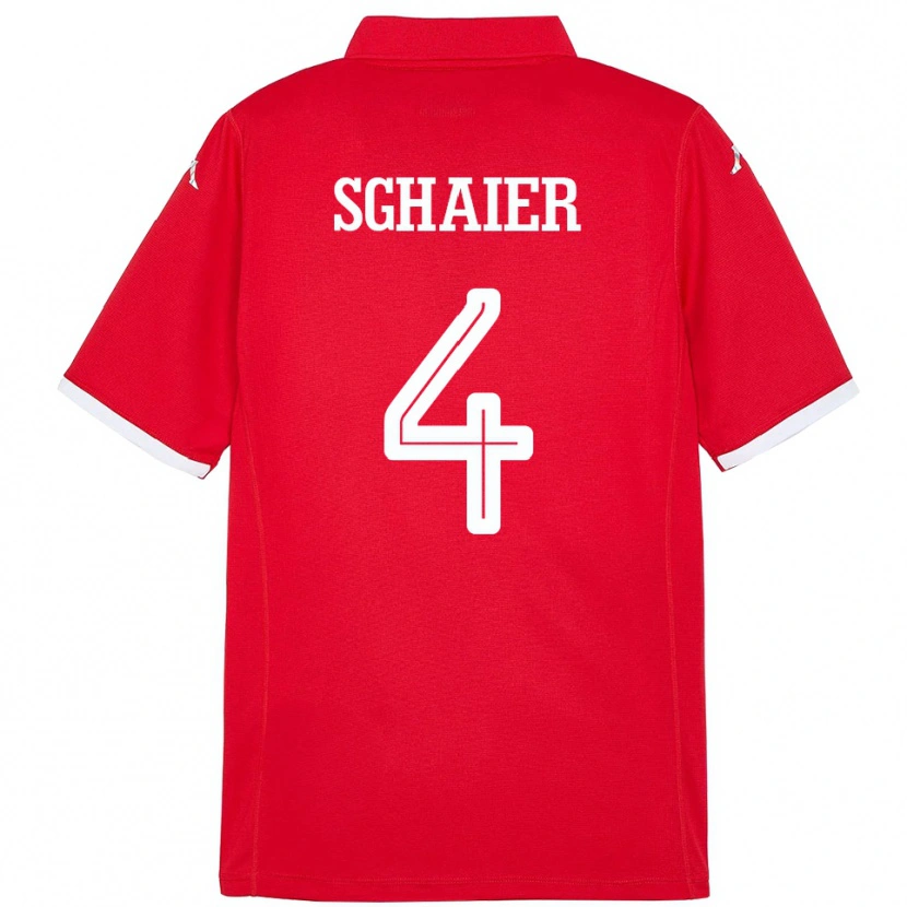 Danxen Mujer Camiseta Túnez Makrem Sghaier #4 Rojo 1ª Equipación 24-26 La Camisa México