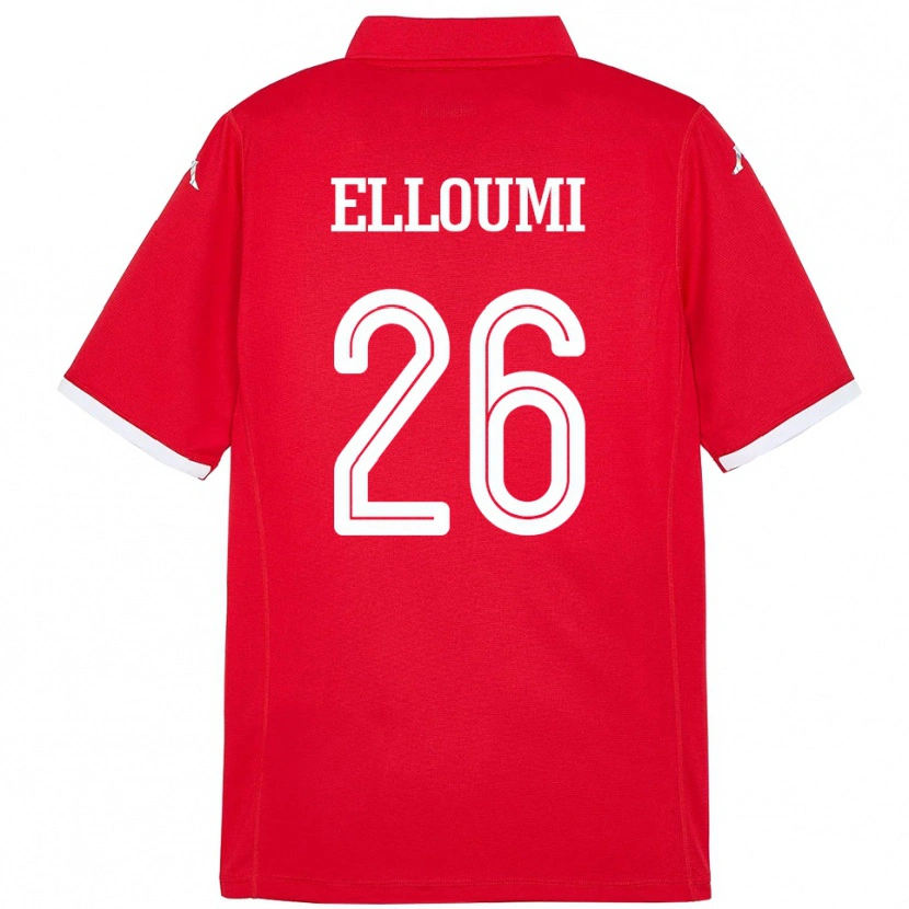 Danxen Mujer Camiseta Túnez Khalil Elloumi #26 Rojo 1ª Equipación 24-26 La Camisa México