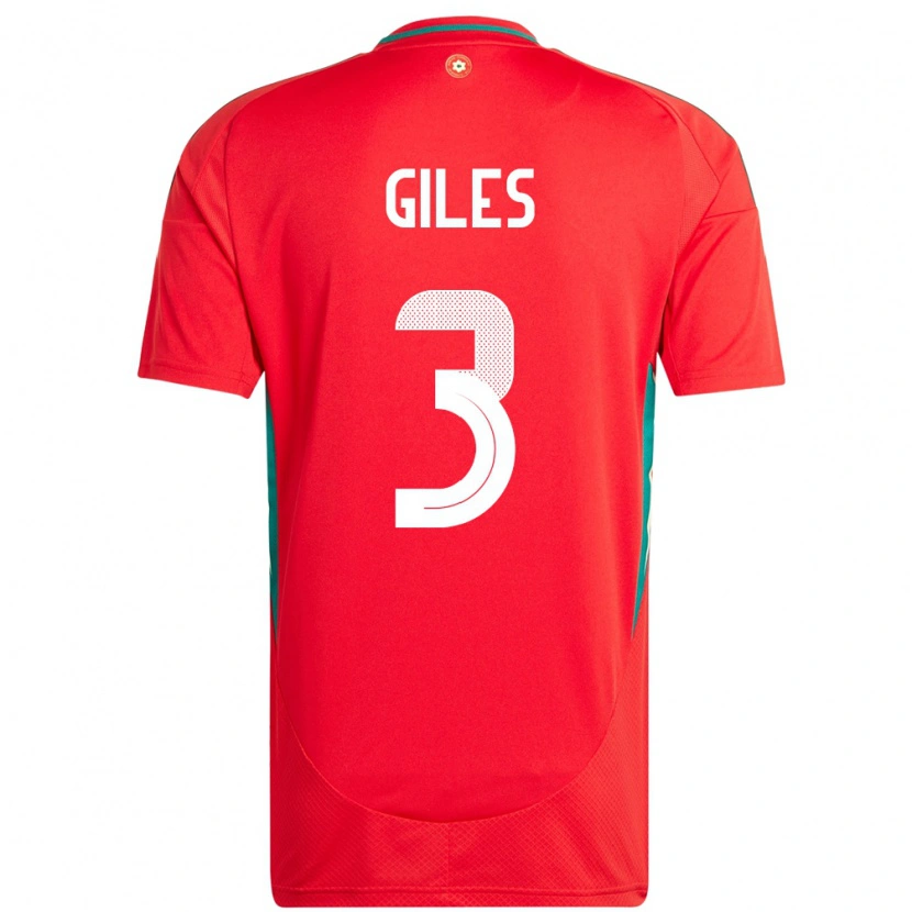 Danxen Mujer Camiseta Gales Luey Giles #3 Rojo 1ª Equipación 24-26 La Camisa México