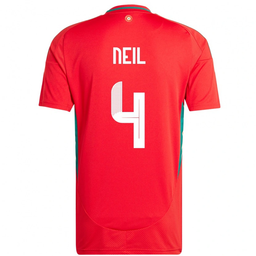 Danxen Mujer Camiseta Gales Marlie Neil #4 Rojo 1ª Equipación 24-26 La Camisa México