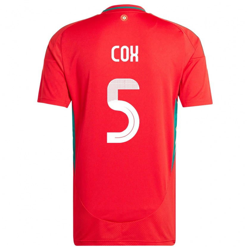 Danxen Mujer Camiseta Gales Daniel Cox #5 Rojo 1ª Equipación 24-26 La Camisa México
