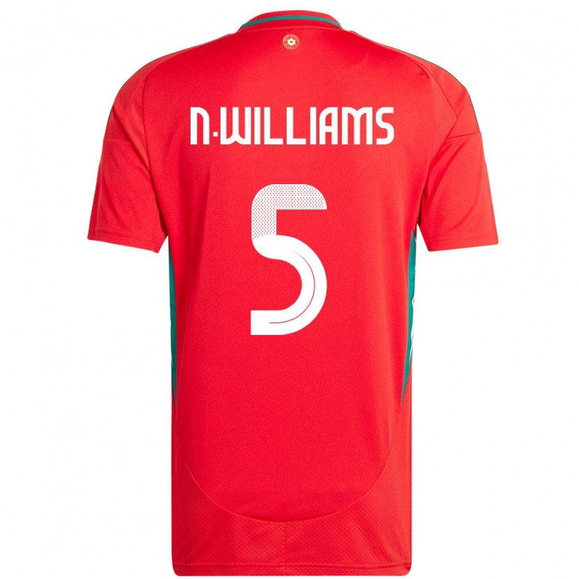 Danxen Mujer Camiseta Gales Noah Williams #5 Rojo 1ª Equipación 24-26 La Camisa México
