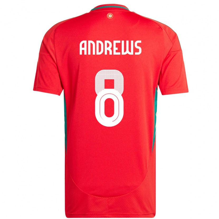 Danxen Mujer Camiseta Gales Kai Andrews #8 Rojo 1ª Equipación 24-26 La Camisa México