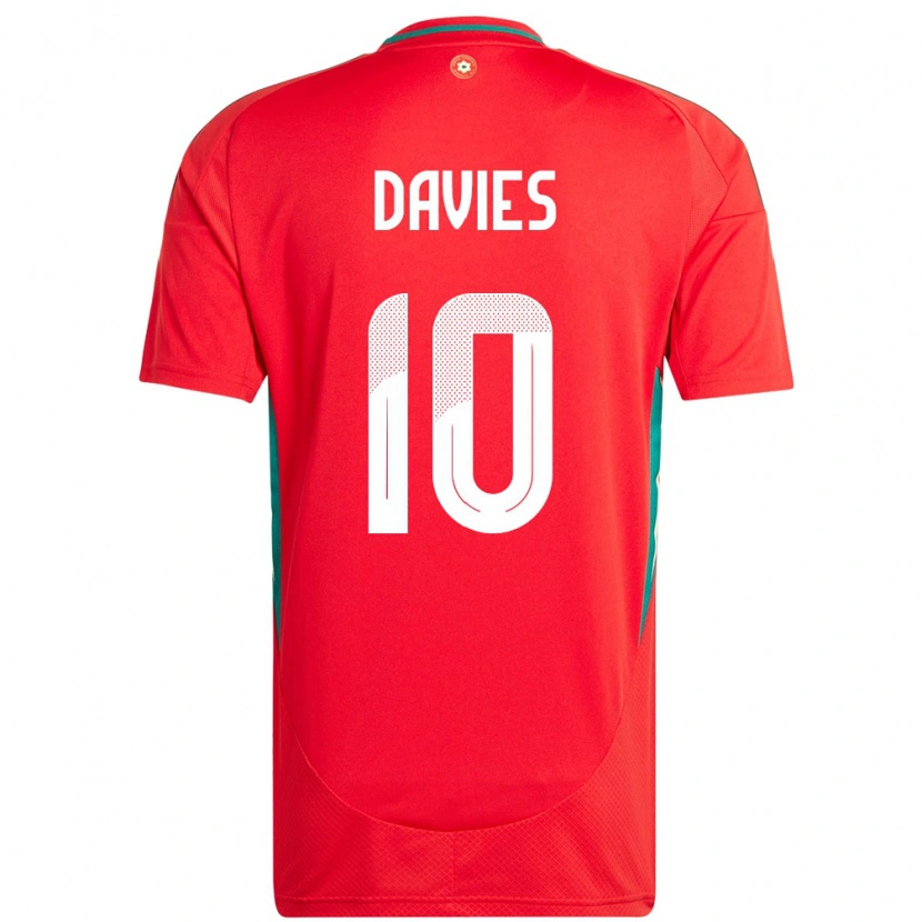 Danxen Mujer Camiseta Gales Jordan Davies #10 Rojo 1ª Equipación 24-26 La Camisa México