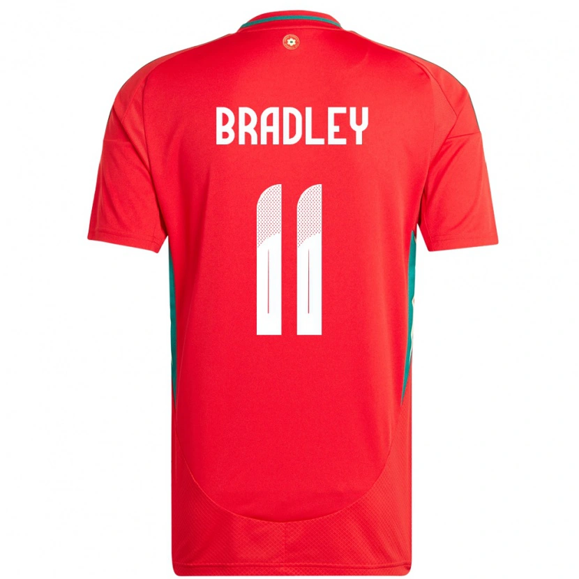 Danxen Mujer Camiseta Gales Sion Bradley #11 Rojo 1ª Equipación 24-26 La Camisa México