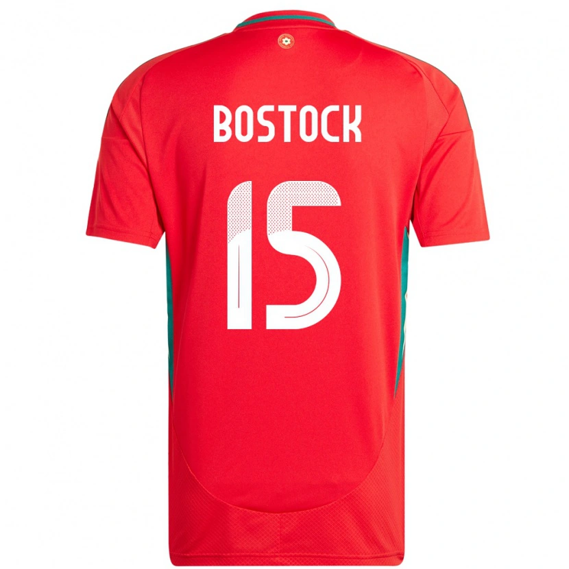 Danxen Mujer Camiseta Gales Oliver Bostock #15 Rojo 1ª Equipación 24-26 La Camisa México