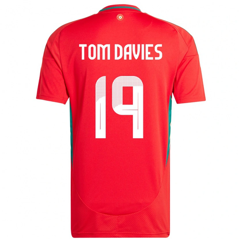 Danxen Mujer Camiseta Gales Tom Davies #19 Rojo 1ª Equipación 24-26 La Camisa México