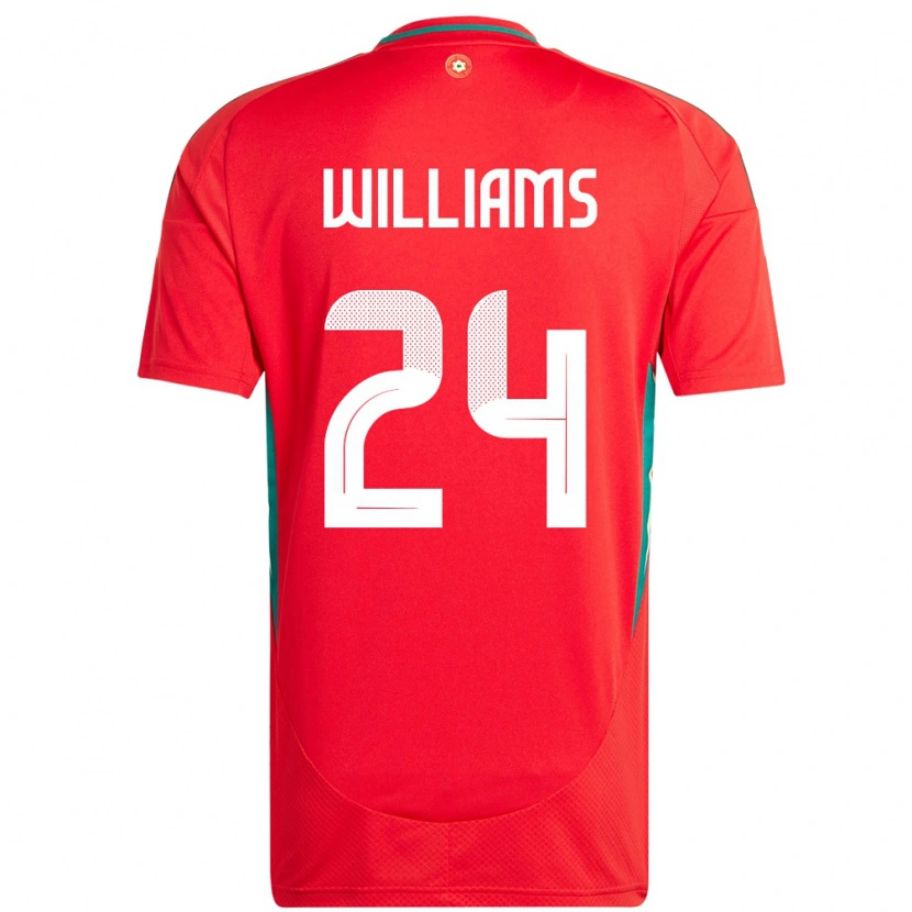 Danxen Mujer Camiseta Gales Alex Williams #24 Rojo 1ª Equipación 24-26 La Camisa México