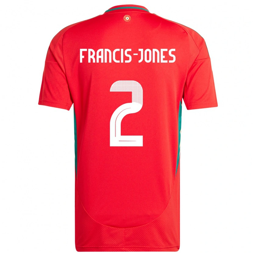 Danxen Mujer Camiseta Gales Maria Francis Jones #2 Rojo 1ª Equipación 24-26 La Camisa México