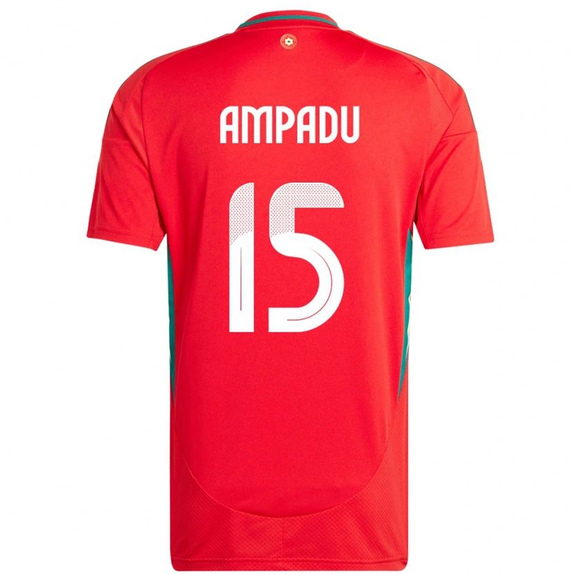 Danxen Mujer Camiseta Gales Ethan Ampadu #15 Rojo 1ª Equipación 24-26 La Camisa México