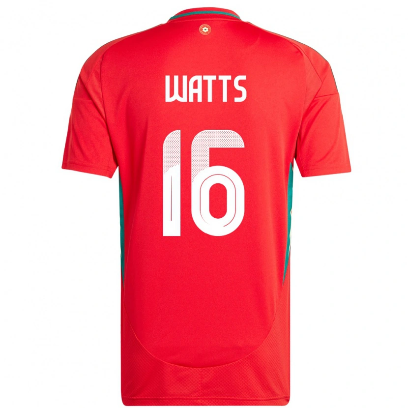 Danxen Mujer Camiseta Gales Daniel Watts #16 Rojo 1ª Equipación 24-26 La Camisa México
