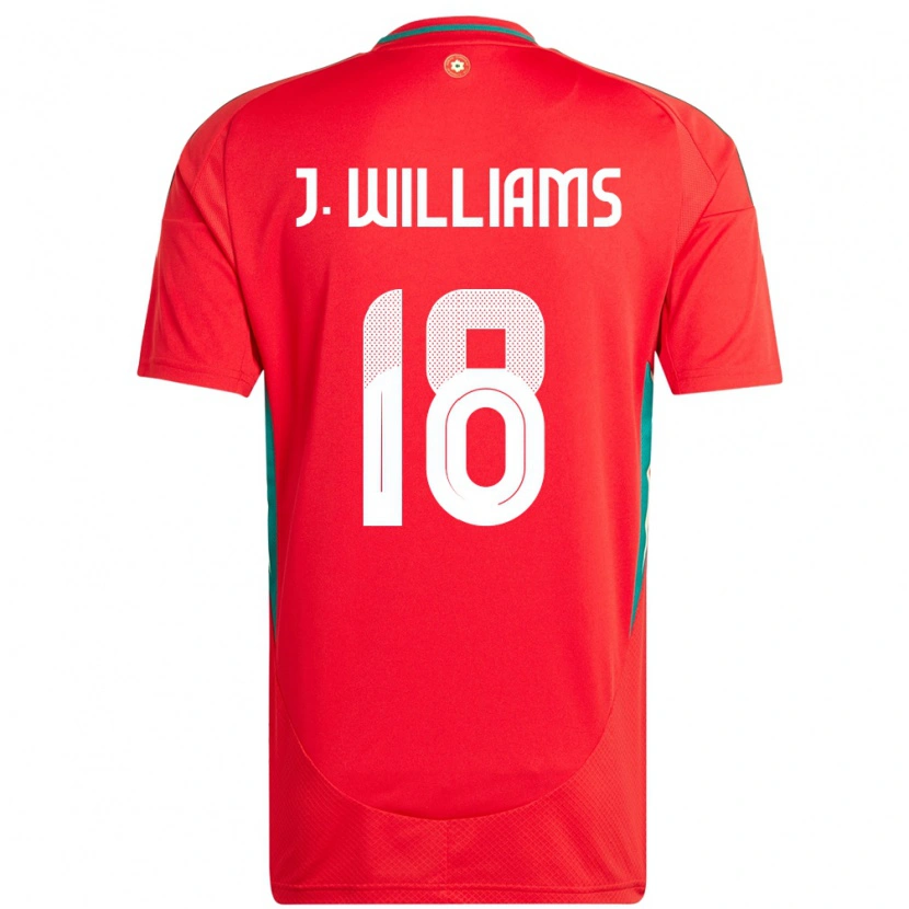 Danxen Mujer Camiseta Gales Jonathan Williams #18 Rojo 1ª Equipación 24-26 La Camisa México