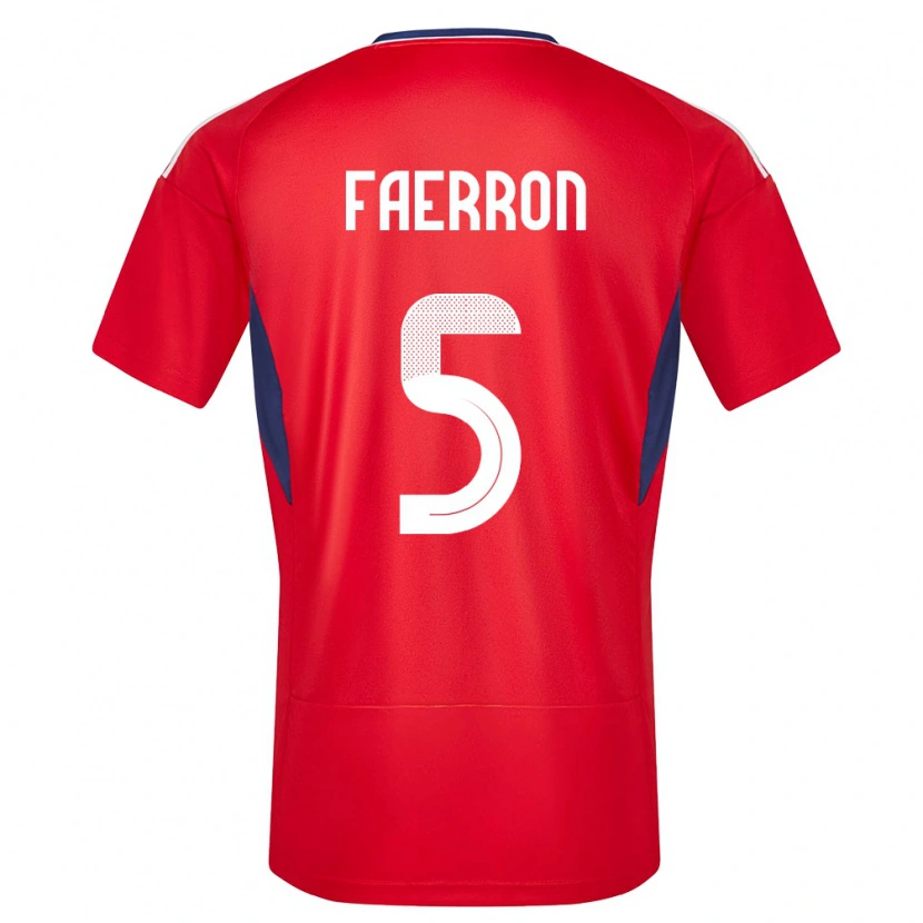 Danxen Mujer Camiseta Costa Rica Fernán Faerron #5 Rojo 1ª Equipación 24-26 La Camisa México