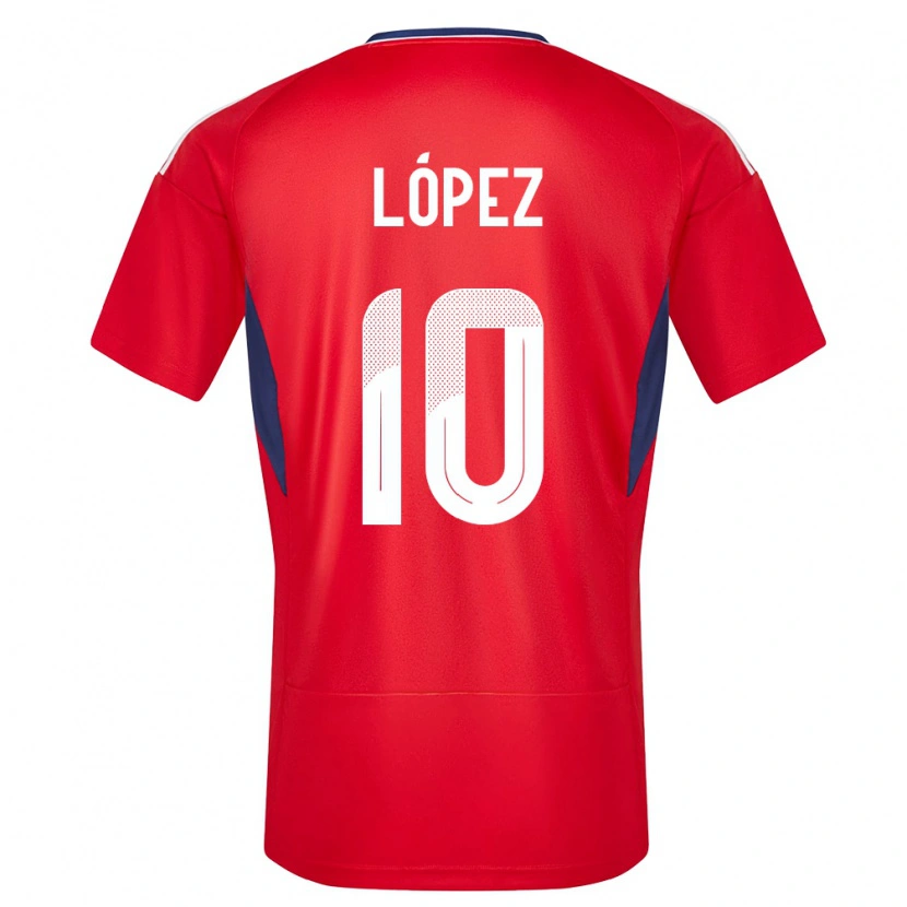 Danxen Mujer Camiseta Costa Rica Sebastián López #10 Rojo 1ª Equipación 24-26 La Camisa México