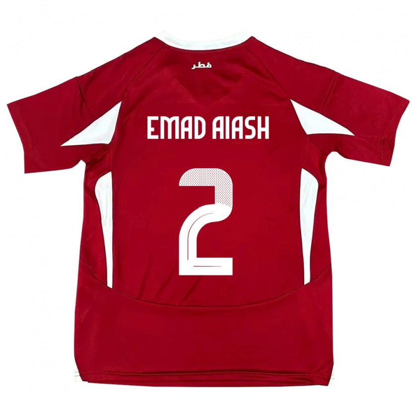Danxen Mujer Camiseta Catar Mohamed Emad Aiash #2 Rojo 1ª Equipación 24-26 La Camisa México